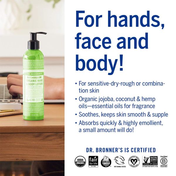 Dr. Bronner's Organic Hand & Body Lotion Patchouli Lime - 8 fl oz