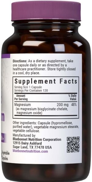 Bluebonnet Nutrition Buffered Chelated Magnesium - 200 mg - 120 Vegetable Capsules