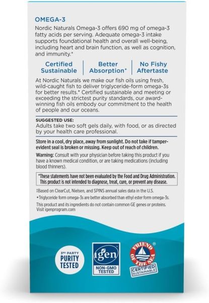 Nordic Naturals Omega-3 Lemon - 690 mg - 60 Softgels