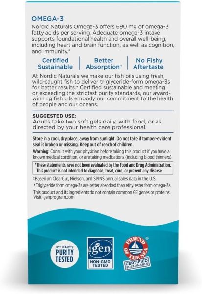 Nordic Naturals Omega-3 Lemon - 690 mg - 180 Softgels