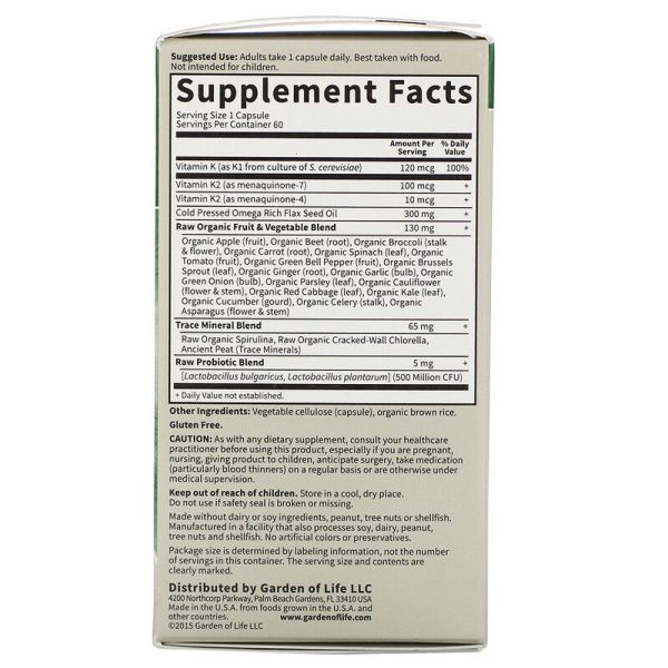 Garden of Life Vitamin Code RAW K-Complex - 60 Vegan Capsules