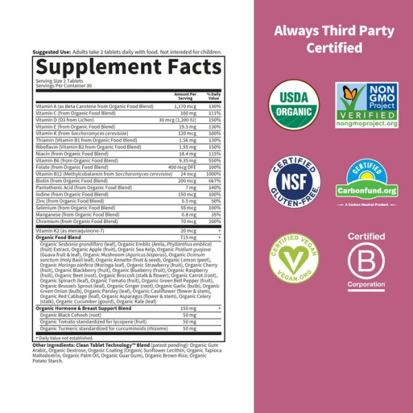 Garden of Life Organics Women's Multi 40 Plus - 60 Vegan Tablets