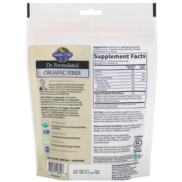 Garden of Life Dr. Formulated Organic Fiber Unflavored - 6.8 oz