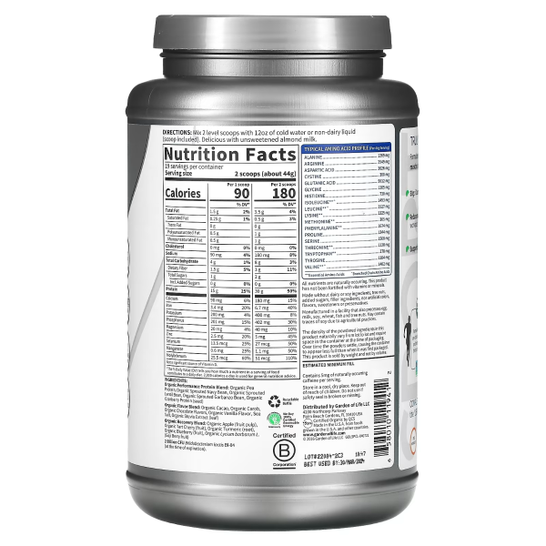 Garden of Life Sport Organic Plant-Based Protein - NSF Certified Sport Chocolate - 32.17 oz