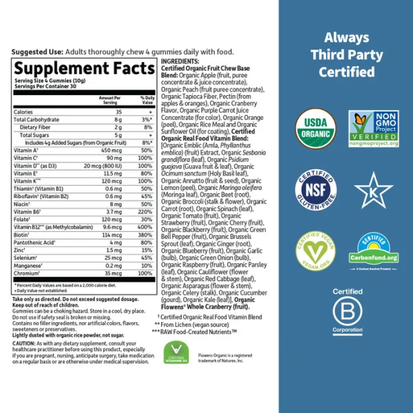 Garden of Life Organics Men's Multi 40 Plus Whole Food Gummies Organic Berry - 120 Vegan Gummy Drops