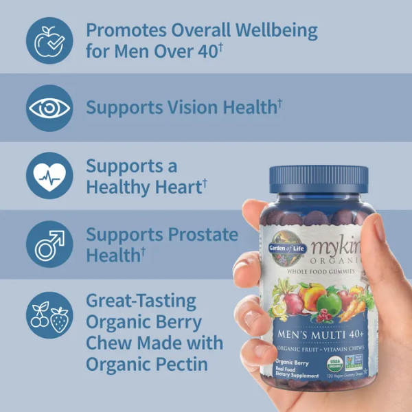 Garden of Life Organics Men's Multi 40 Plus Whole Food Gummies Organic Berry - 120 Vegan Gummy Drops