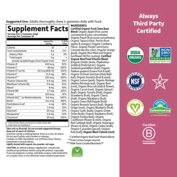 Garden of Life Organics Women's Multi 40 Plus Whole Food Gummies Organic Berry - 120 Drops