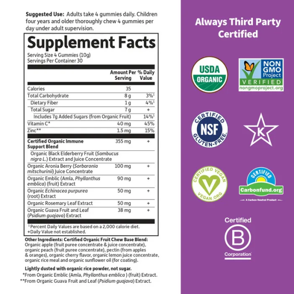 Garden of Life Organics Elderberry Immune Gummy - 120 Gummies