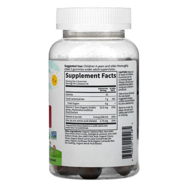 Garden of Life Kid's Immune Gummy + Vitamin C D & Zinc Cherry 60 Vegetarian Gummies