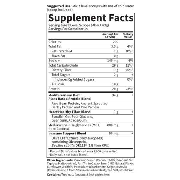 Dr. Formulated MD Protein Sustainable Plant-Based Fair Trade Rich Chocolate 31.11oz (882g)