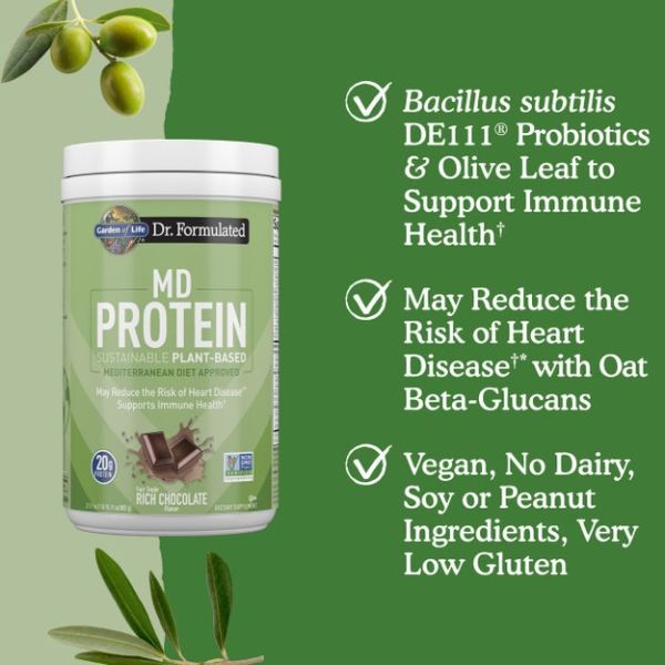 Dr. Formulated MD Protein Sustainable Plant-Based Fair Trade Rich Chocolate 31.11oz (882g)
