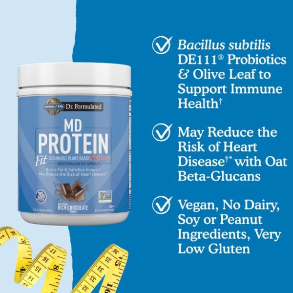 Dr. Formulated MD Protein Fit Sustainable Plant-Based Weight Loss† Fair Trade Rich Chocolate 22.39oz (635 g)