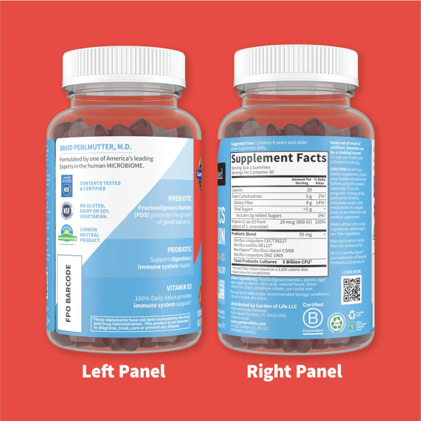 Garden of Life Kids Dr. Formulated Probiotics Pre + Pro + D3 Strawberry - 5 billion - 60 Gummies