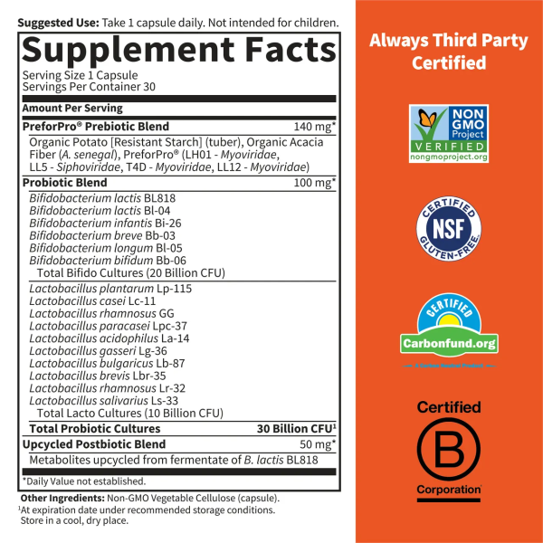 Garden of Life Dr. Formulated Probiotics Pre + Pro + Postbiotics - 30 billion - 30 Mini Vegetarian Capsules