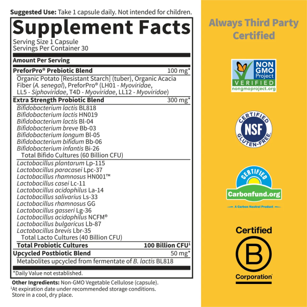 Garden of Life Dr. Formulated Probiotics Pre + Pro + Postbiotics - 100 billion - 30 Vegetarian Capsules