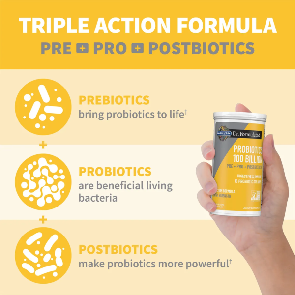 Garden of Life Dr. Formulated Probiotics Pre + Pro + Postbiotics - 100 billion - 30 Vegetarian Capsules