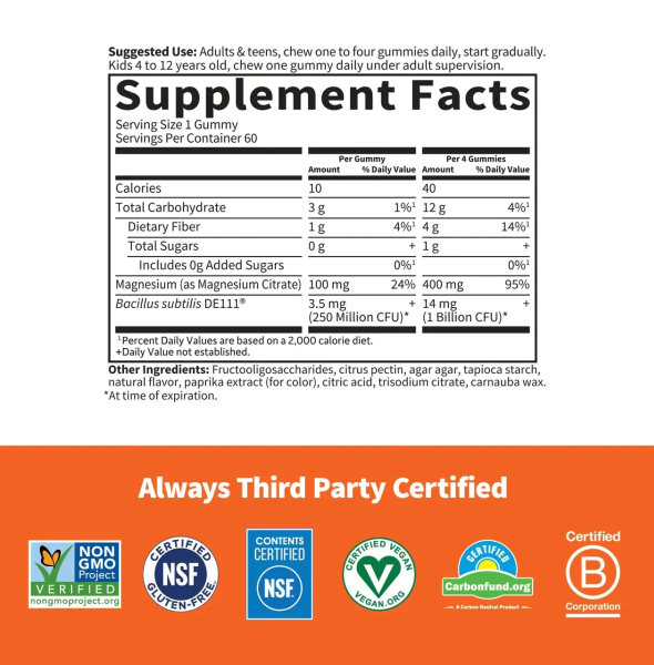 Garden of Life Dr. Formulated Magnesium with Pre & Probiotics Orange Crème - 60 Gummies