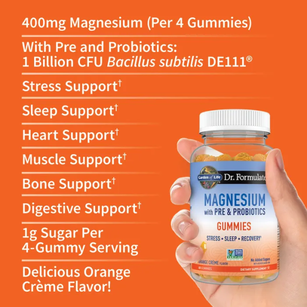 Garden of Life Dr. Formulated Magnesium with Pre & Probiotics Orange Crème - 60 Gummies