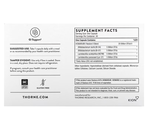 Thorne FloraSport 20B - NSF Certified for Sport - 30 Capsules