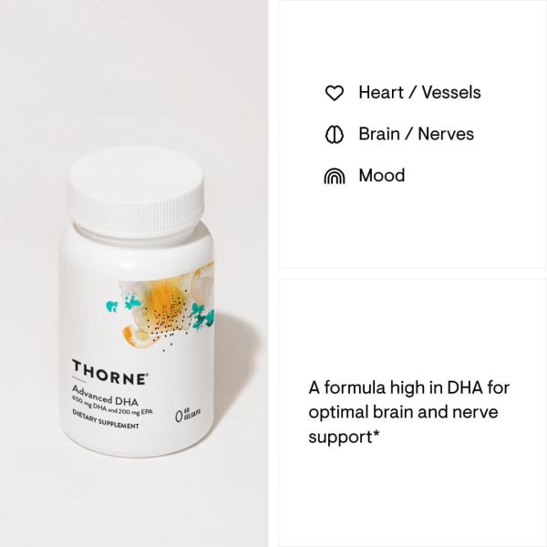Thorne Research, Advanced DHA, 650 mg DHA and 200 mg of EPA, 60 gelcaps