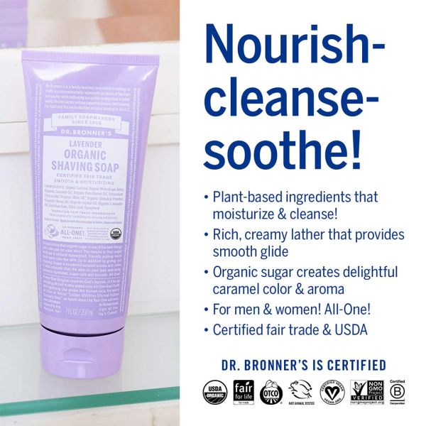 Dr. Bronner's Organic Shaving Soap Lavender - 7 fl oz