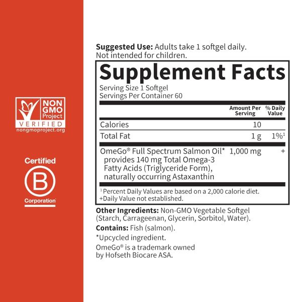 Garden of Life, Norwegian Salmon Oil, 60 Softgels (1,000 mg per Softgel)