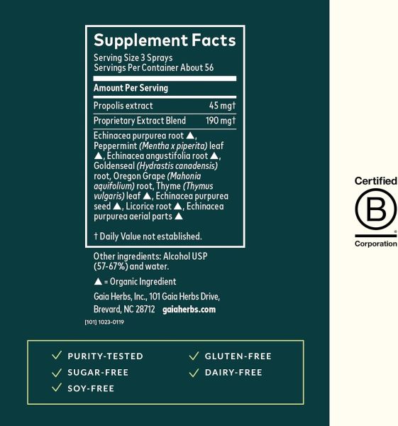 Gaia Herbs, Throat Spray, Echinacea Goldenseal Propolis, 1 fl oz (30 ml)
