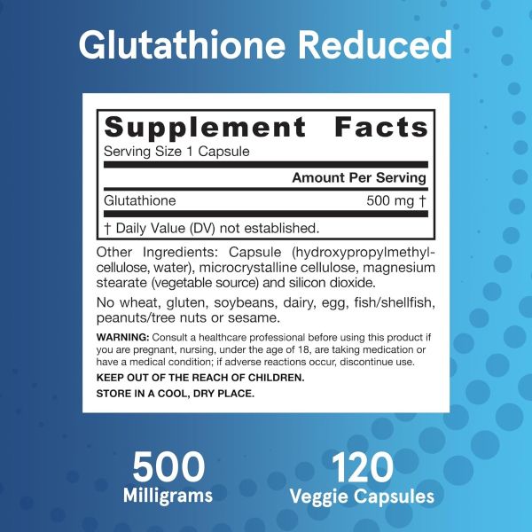 Jarrow Formulas Immune Support Reduced Glutathione - 500 mg - 120 Veggie Caps