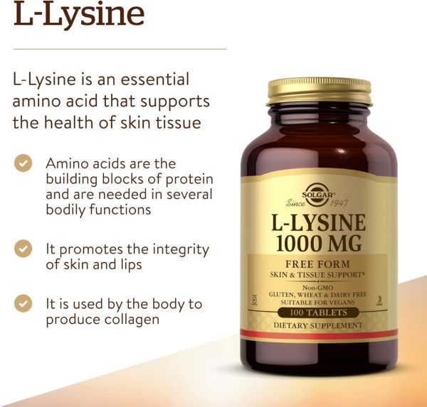 Solgar L-Lysine - 1000 mg - 100 Tablets
