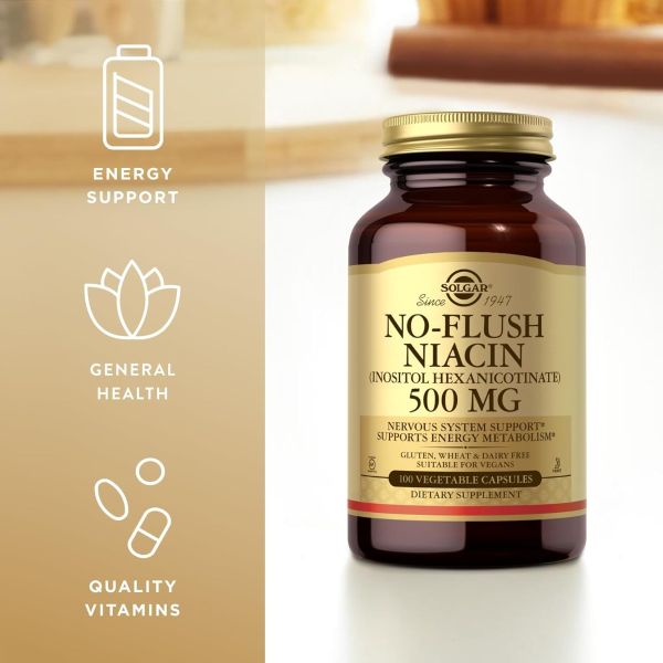 Solgar No-Flush Niacin - 500 mg - 100 Vegetable Capsules