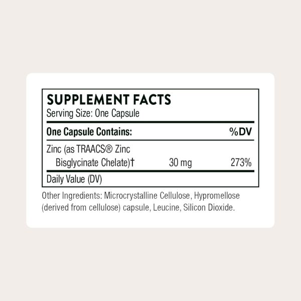 Thorne, Zinc Bisglycinate, 30 mg, 60 Capsules