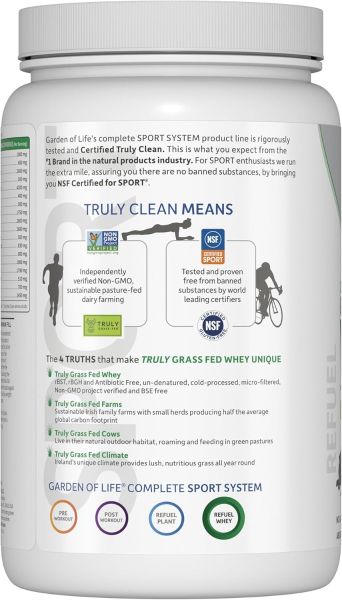 Garden of Life Sport Certified Grass Fed Whey Protein - NSF Certified for Sport Chocolate - 20 Servings