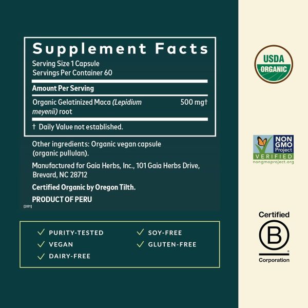 Gaia Herbs Maca Root - 60 Vegan Capsules