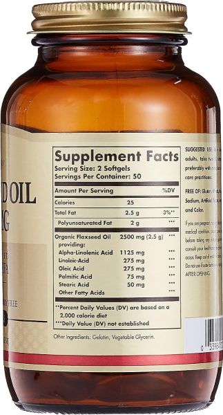 Solgar Flaxseed Oil - 1250 mg - 100 Softgels