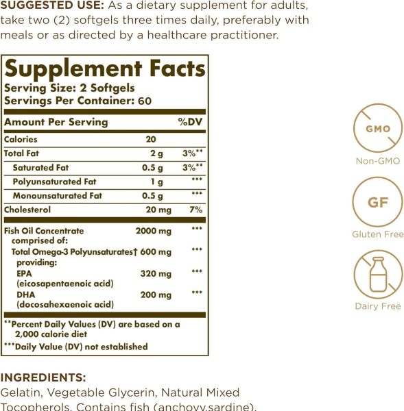 Solgar Omega-3 Fish Oil Concentrate - 120 Softgels