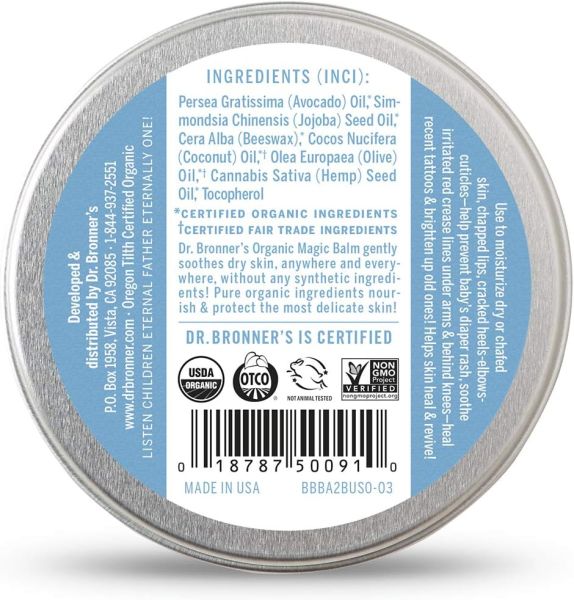 Dr. Bronner's Organic Magic Balm for Baby Hands Face & Body Unscented - 2 oz
