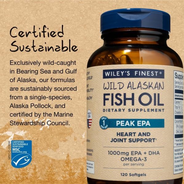 Wiley's Finest Wild Alaskan Fish Oil Peak EPA - 1250 mg - 120 Softgels