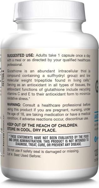 Jarrow Formulas Immune Support Reduced Glutathione - 500 mg - 120 Veggie Caps