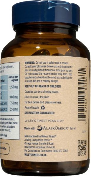 Wiley's Finest Wild Alaskan Fish Oil Peak EPA - 1250 mg - 60 Fish Softgels