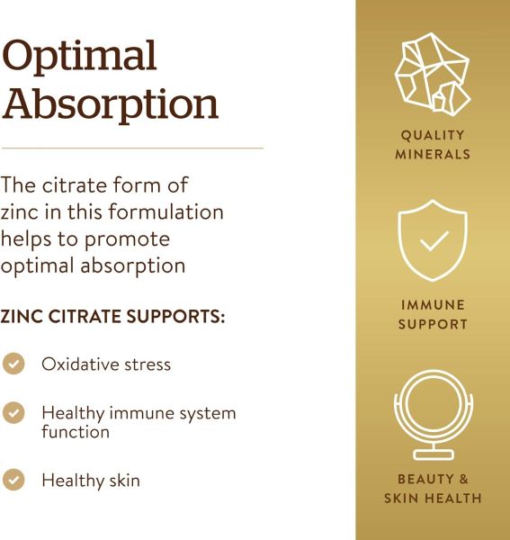 Solgar Zinc Citrate - 30 mg - 100 Vegetable Capsules