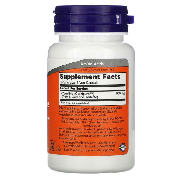 Now Foods L-Carnitine 500 mg 30 Veg Capsules