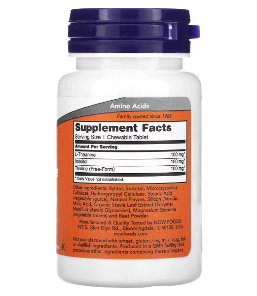 NOW Chewable L-Theanine - 100 mg - 90 Chewables