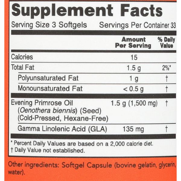 NOW Evening Primrose Oil - 500 mg - 100 Softgels