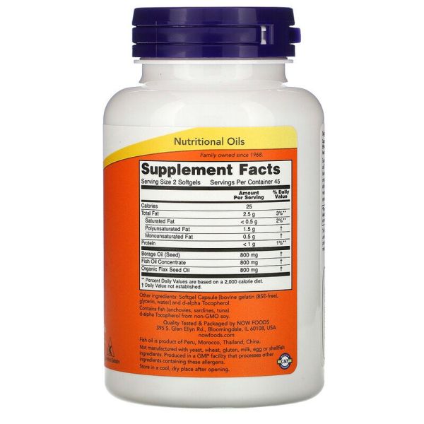NOW Super Omega 3-6-9 - 1200 mg - 90 Softgels