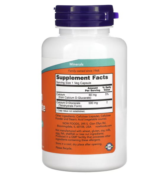 NOW Calcium D-Glucarate - 500 mg - 90 Veg Capsules