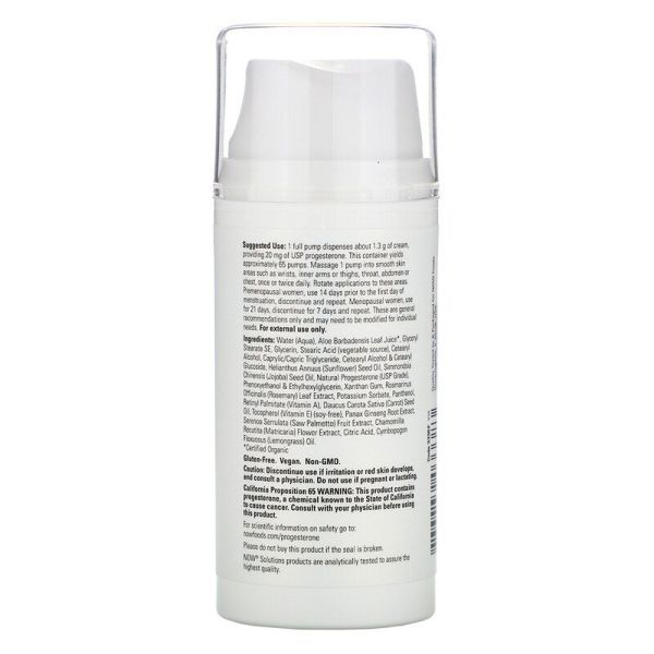 NOW Solutions Natural Progesterone Cream Unscented - 3 oz