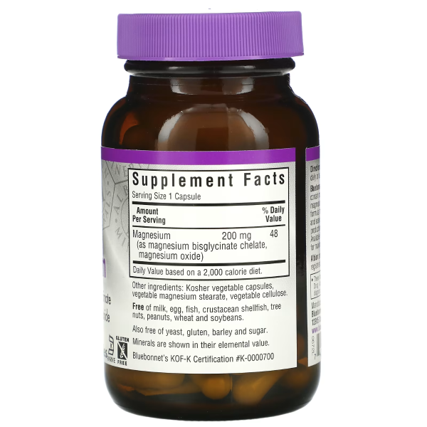 Bluebonnet Nutrition Buffered Chelated Magnesium - 200 mg - 60 Vegetable Capsules