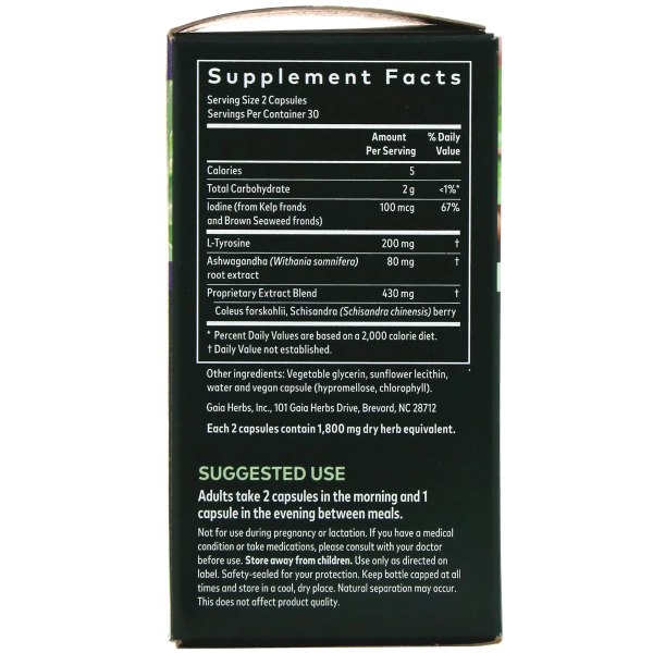 Gaia Herbs Stress Support - Thyroid Support - 60 Vegan Liquid Phyto-Caps