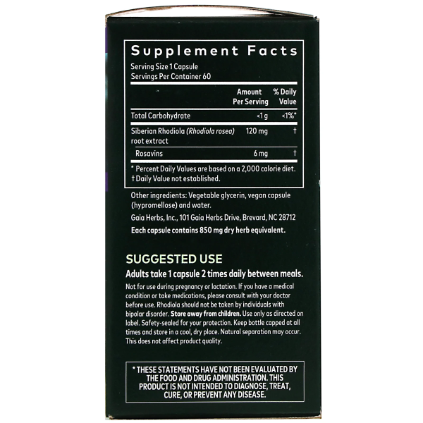 Gaia Herbs Rhodiola Rosea - 60 Liquid Phyto-Caps