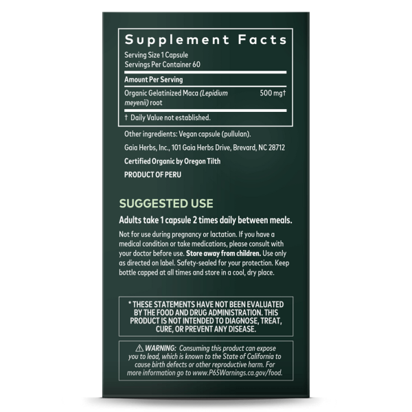 Gaia Herbs Maca Root - 60 Vegan Capsules